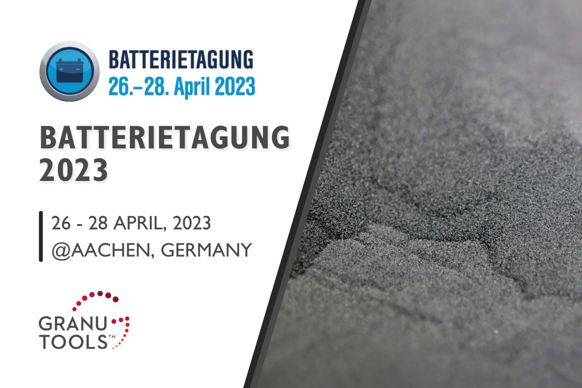banner of Granutools to share that we will attend BatterieTagung on April 26-28 in Aachen, Germany